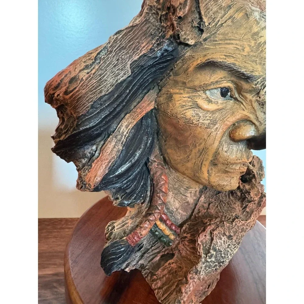 Vintage Owl Elder Spirit Figurine Rustic Southwestern Resin Bust Woodland Wisdom